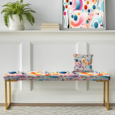 Banc rembourré bleu Fusion Abstractions In Motion - Mid-Century