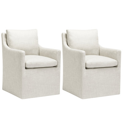 Modern Skirted Upholstered Dining Armchair with Removable Cushion