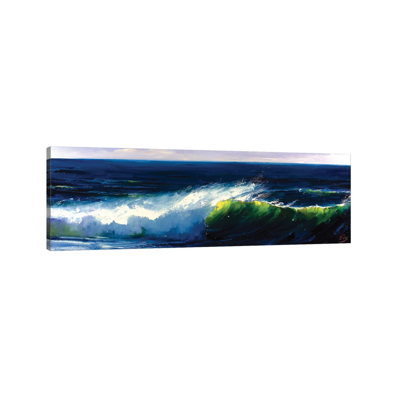 Green Wave by Bozhena Fuchs - Wrapped Canvas Panoramic Print, 30.48 cm H x 91.44 cm W