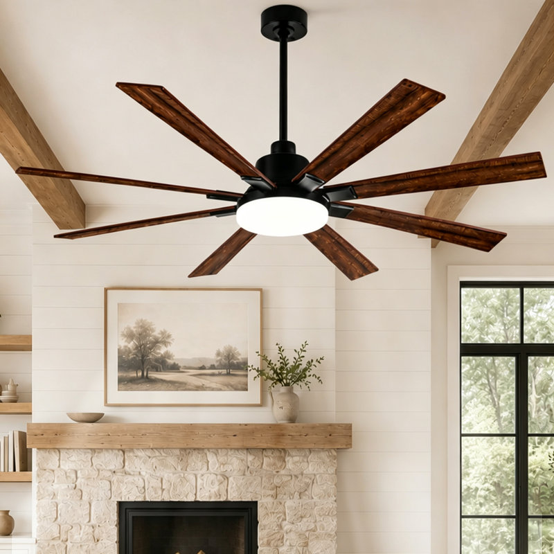 Ventilateur de plafond réversible à 72 pales de 72 po avec éclairage à DEL à intensité variable, 2 tiges et télécommande