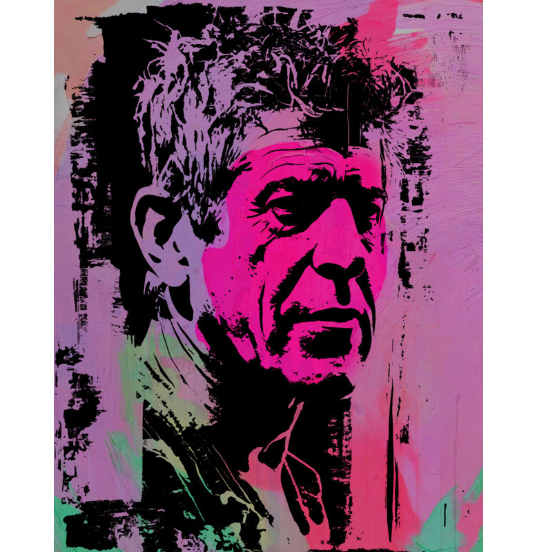 Sérigraphie Bourdain, estampe numérique sur toile tendue avec châssis, H 18 po x l 15 po