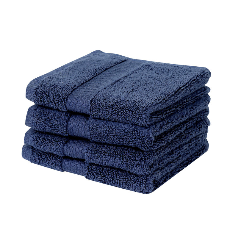 Ensemble de débarbouillettes 100% coton Splash, débarbouillettes et débarbouillettes en coton doux absorbant 550 g / m² pour salle de bain, spa et usage quotidien, certifié OEKO-TEX, paquet de 4, bleu marine