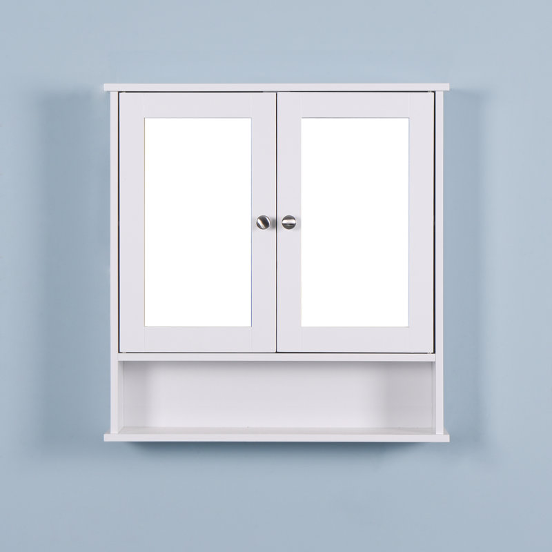 Armoire de rangement murale moderne avec portes en miroir et bois d'ingénierie
