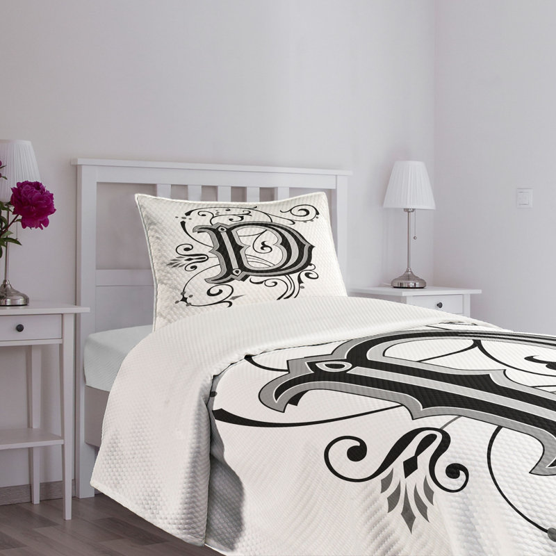 White Quilted Twin Bedspread Set with Pillow Sham