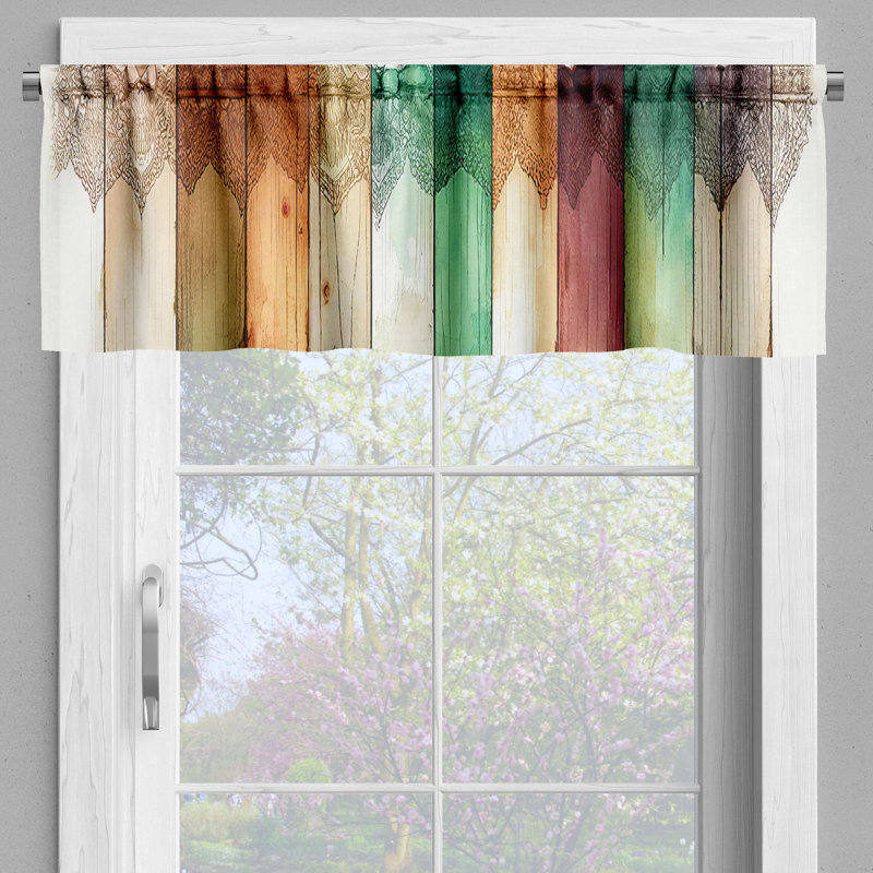 Sea Green Camel Pale Ruby Satin Rod Pocket Valance