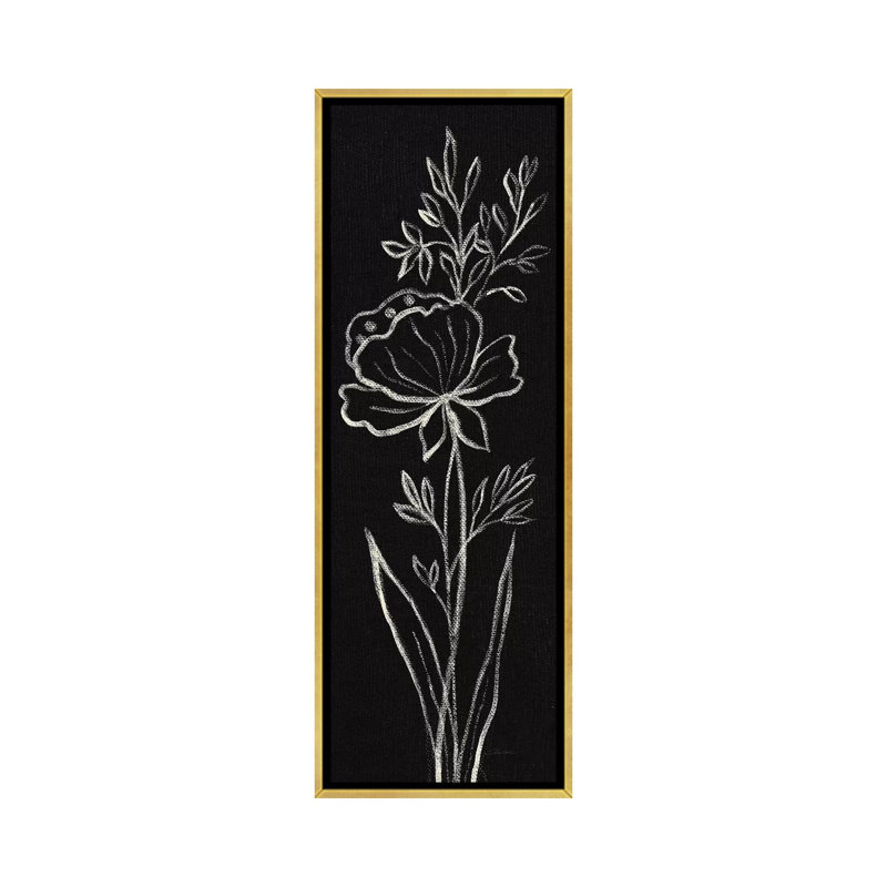 " Black Floral III Crop " by Silvia Vassileva, Gold Framed, 48'' H x 16'' W x 1.5'' D