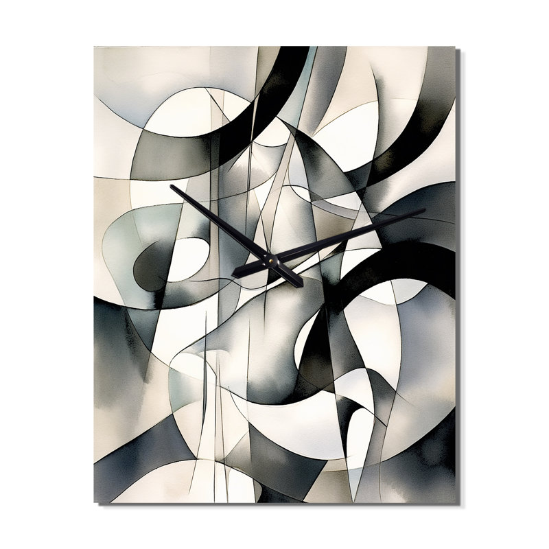 Abstract Neutral XIII - Modern Geometric Wall Clock, Medium