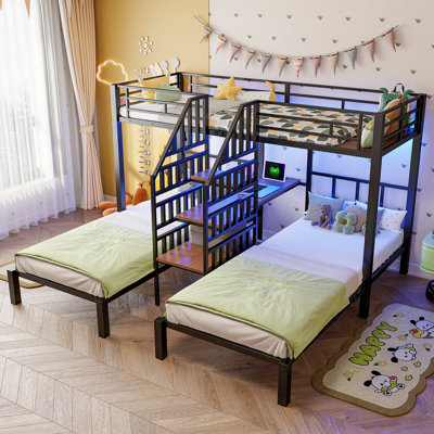 Triple Bunk Bed 90 x 200 cm with LED Lights