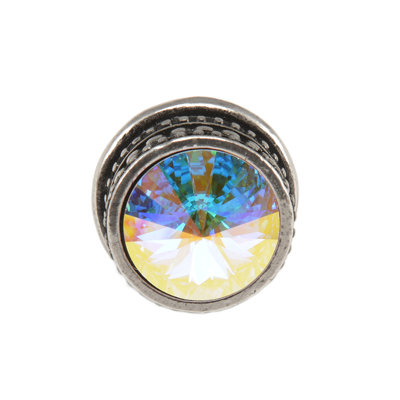Caché medium round knob with an 18mm Swarovski Aurore Boreale Crystalsin Satin