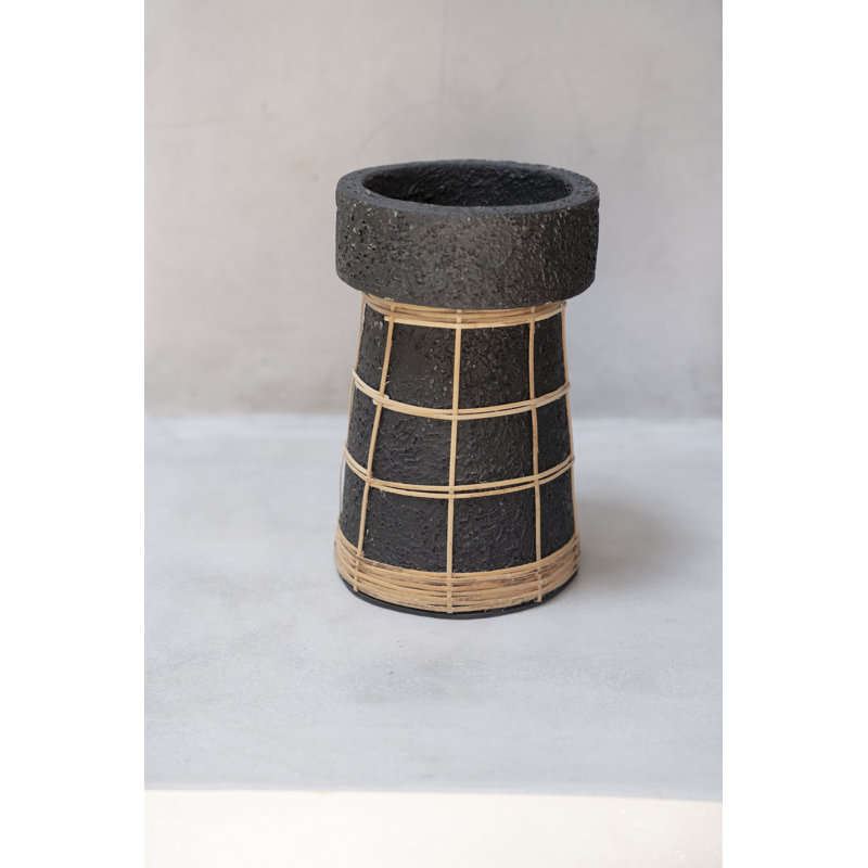 Tabletop Pillar, Black/Natural, 20cm H x 13cm W x 13cm D