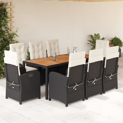 Red Barrel StudioÂ® 9 Piece Patio Dining Set With Cushions Black Poly Rattan -  0F0F0861FDD94CAEA56A7C500DBC1C4E