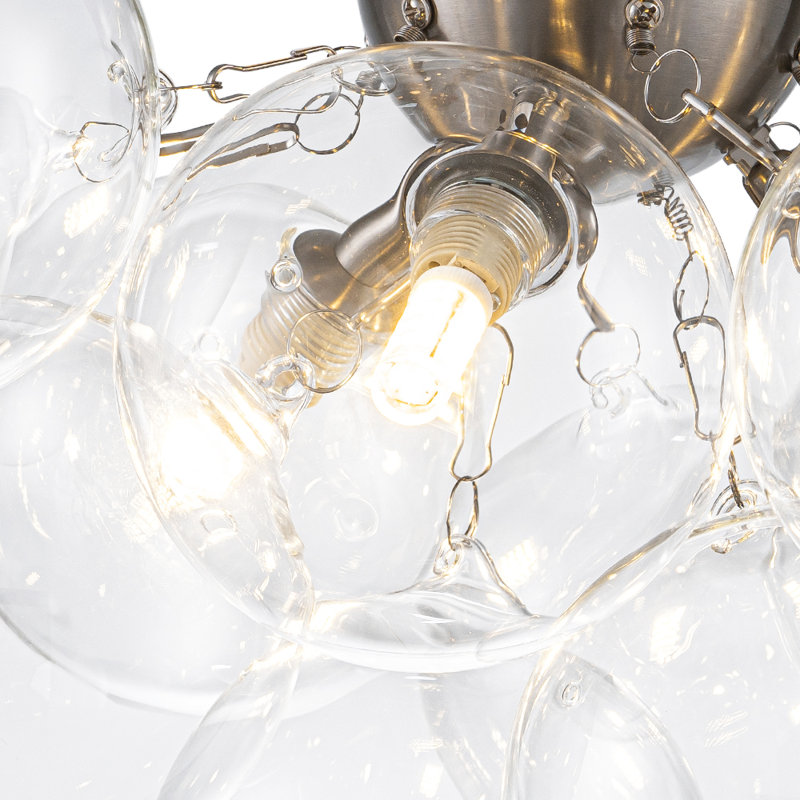 Plafonnier semi-encastré 3 lumières Spoutnik, Nickel
