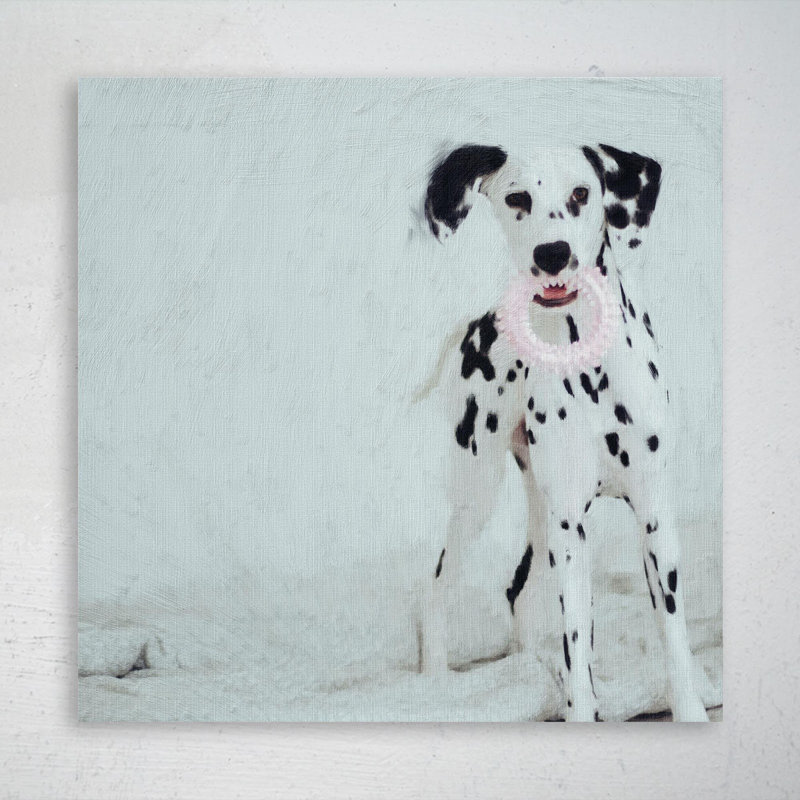 Dalmatian Dog On White Textile - 1 pièce, reproduction d'art graphique sur toile tendue, H 12 po x l 12 po