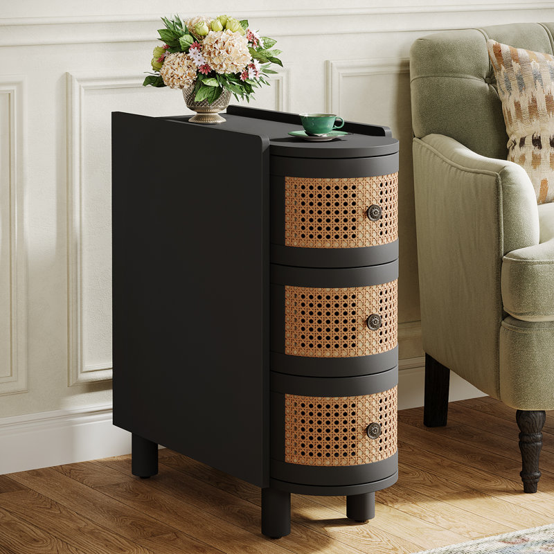 3 Drawer Bedside Table, Black