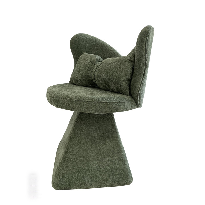 Chaise décorative pivotante à dossier papillon, Vert, Vert