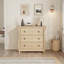 Modern 3-Drawer Rattan Dresser with Gold Handles & Curved Legs | Anti-Tip Freestanding Wooden Storage for Bedroom, Living Room & Entryway