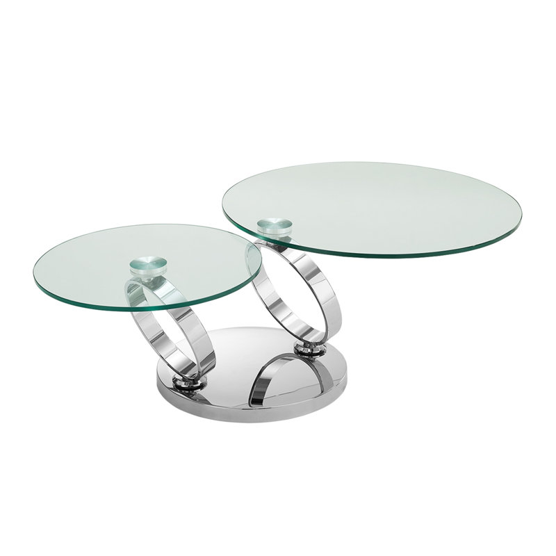 Table basse par satellite en verre transparent