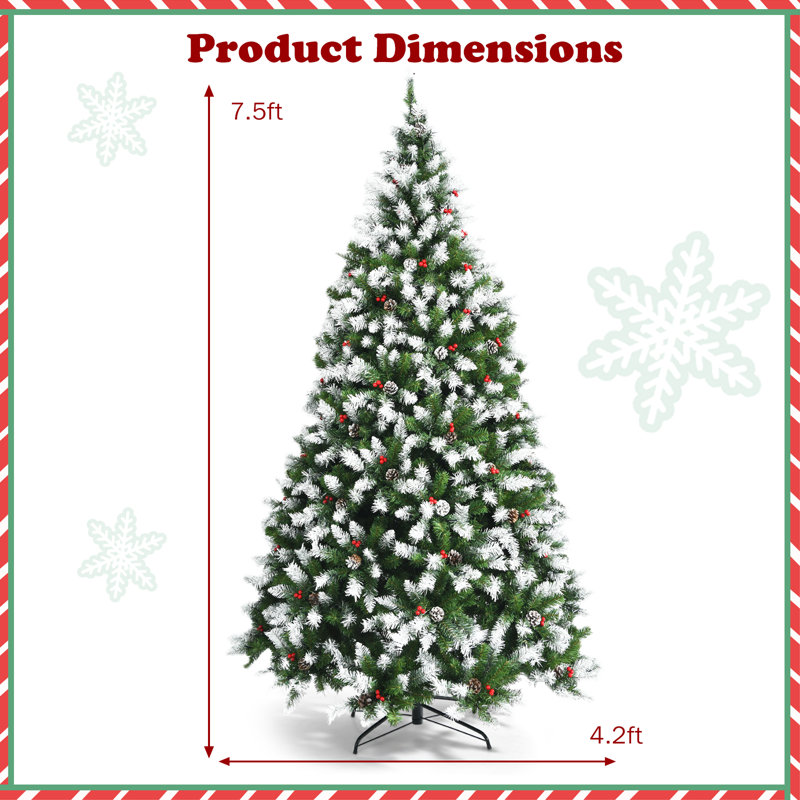 Lighted Artificial Pine Christmas Tree, 7.5' H