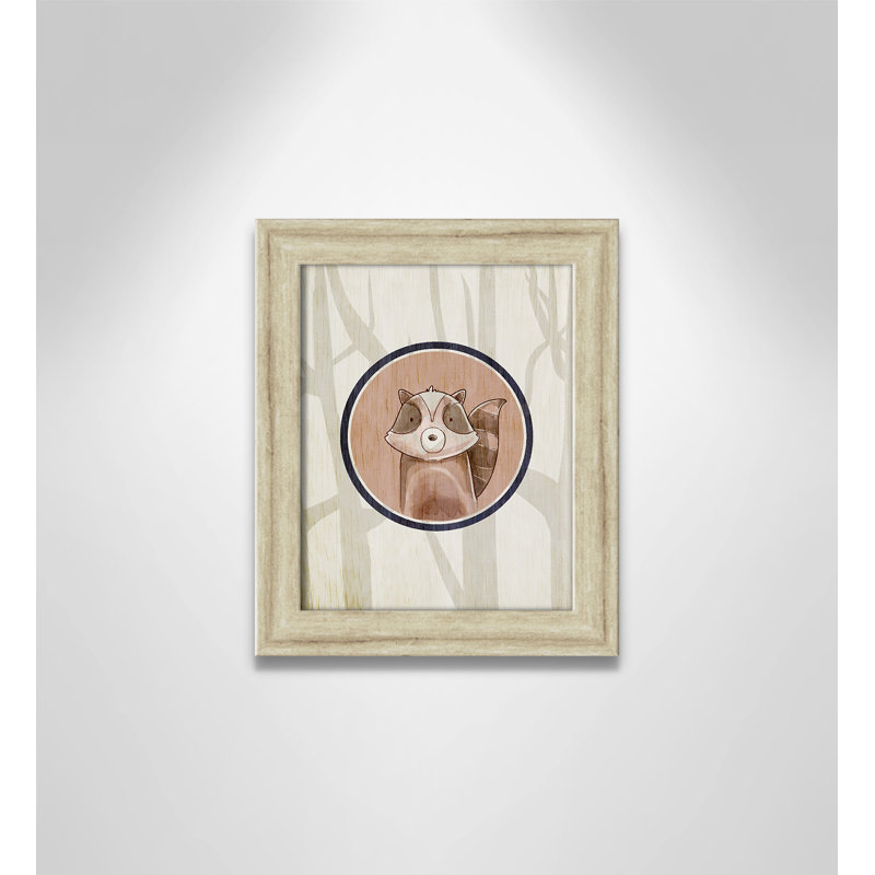 Animaux de la forêt, impression sur papier 1 pi, H 10 po x l 8 po x P 0,6 po, Cadre plat beige
