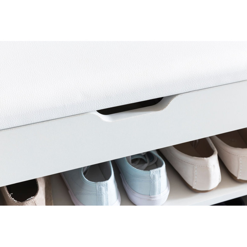 6 Pair Shoe Storage Bench, White
