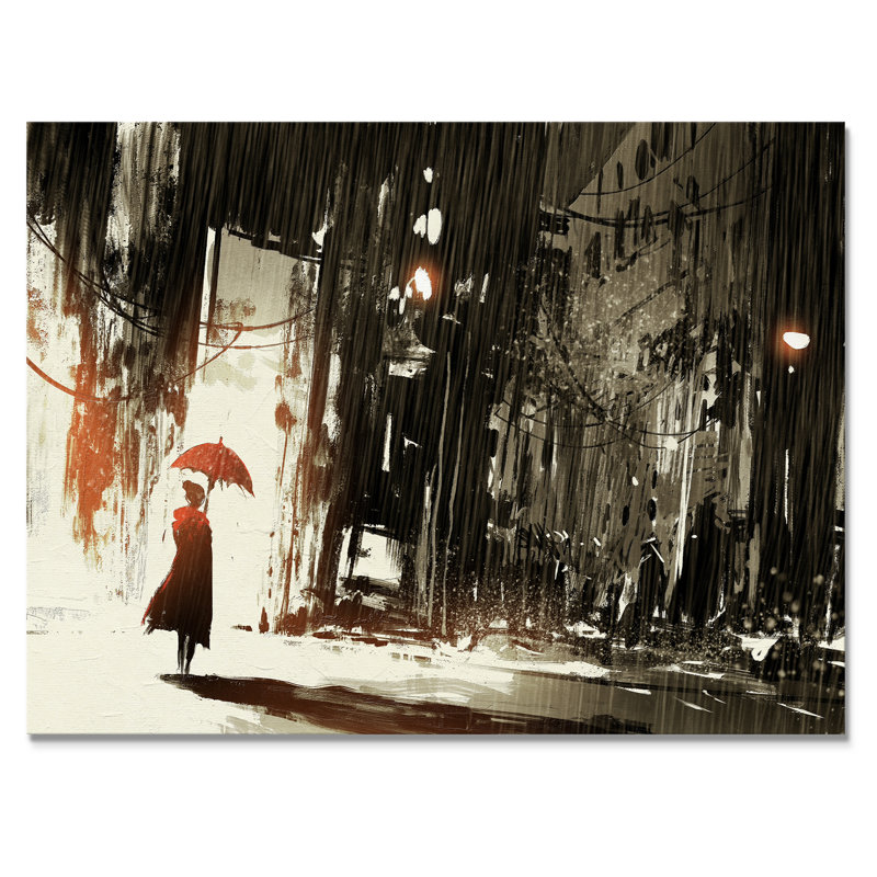 «Video Lonely Woman In City», œuvre vidéo moderne sur toile, H 8 po x l 12 po x P 1 po, Toile tendue