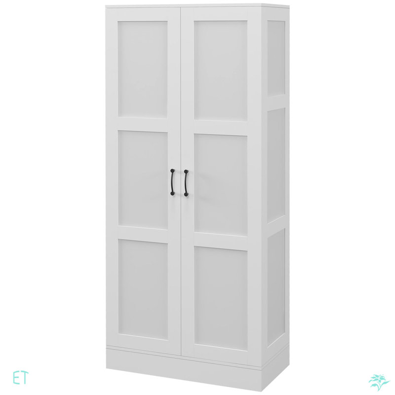 71" Tall Storage Cabinet With Movable Storage Shelves, Modern Style Pantry Cupboard Cabinet With Soft Close Doors