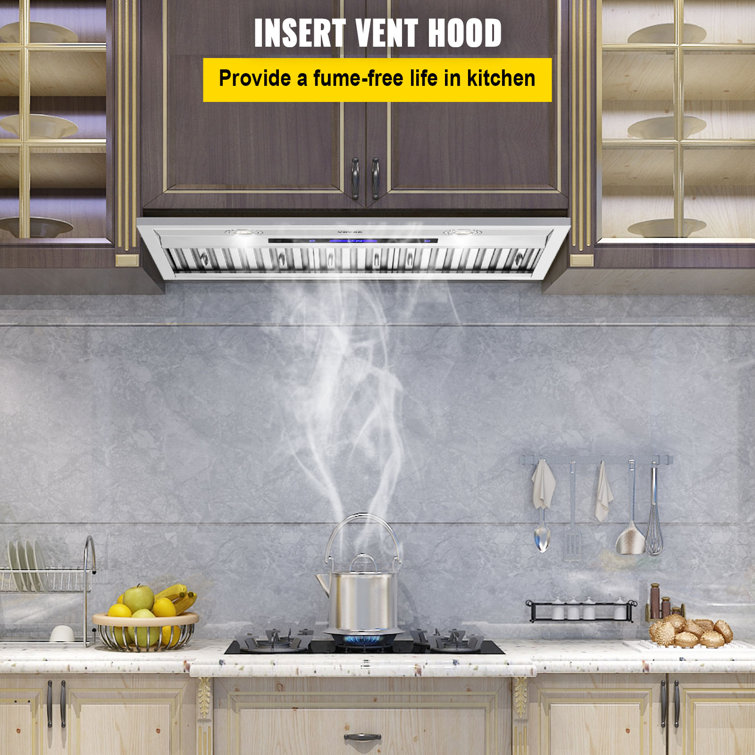 VEVOR Insert Range Hood, 900CFM 4-Speed, 30 inch Stainless Steel Built-In Kitchen Vent with Touch & Remote Control LED Lights
