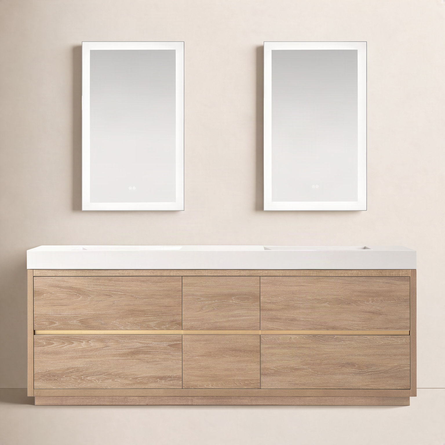 Beira 84" Double Bathroom Vanity, North American Oak