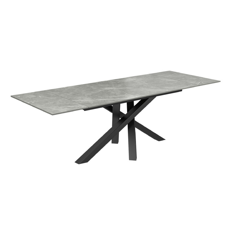 Sang Rectangular Extending Ceramic Dining Table, 76 x 240 x 90cm, Dark Grey