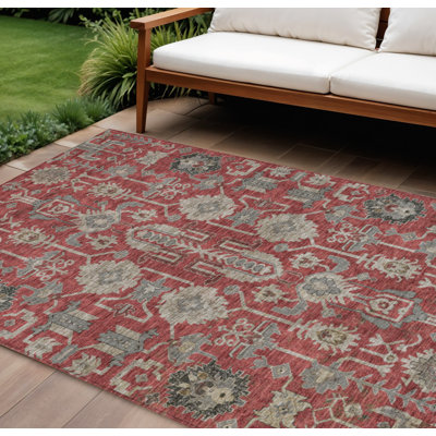 Tapis intérieur lavable oriental beige et gris anthracite 8 pi x 10 pi