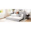 Lit de jour simple avec revêtement gris et lit gigogne ajustable pour adultes revêtus de plusieurs espaces fonctionnels, sans sommier tapissier