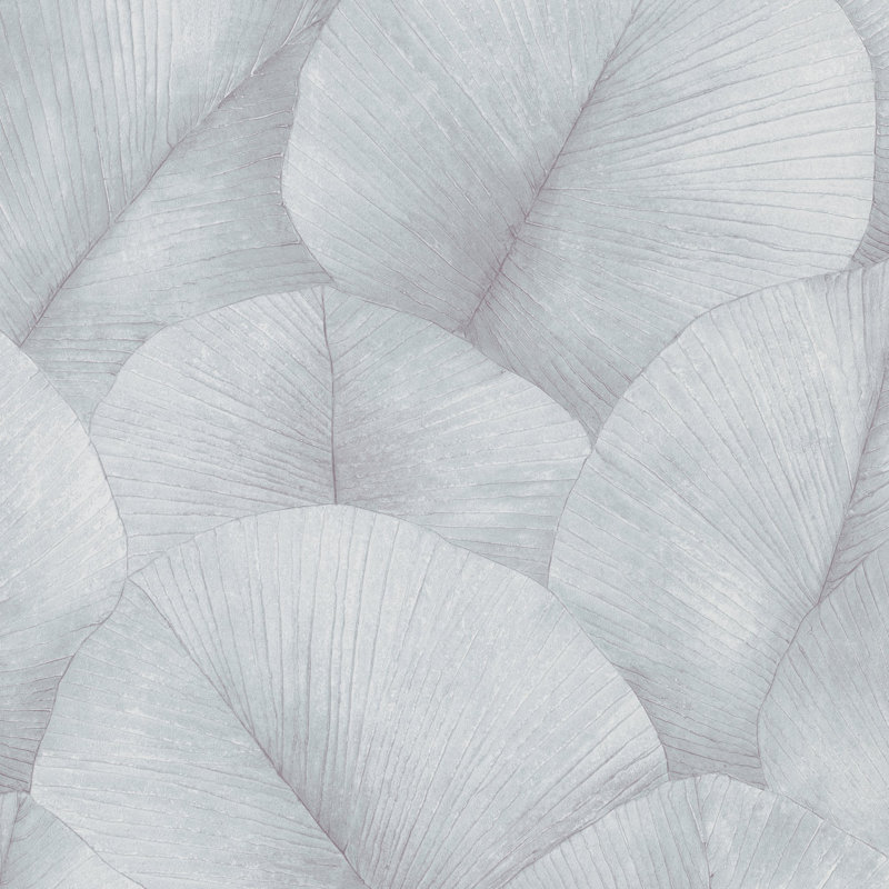 Kumano 3D Embossed Palm Leaf Wallpaper Roll, Blue