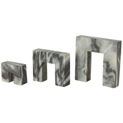 Cole And Grey Marble Square Abstract Decorative Sculpture