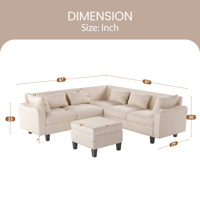 Canapé modulaire 2 pièces Keanan, Lin beige
