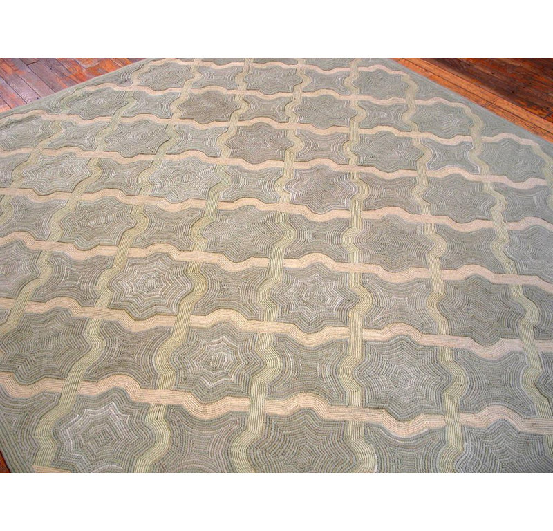 Tapis contemporain crocheté en coton au design gris étonnant