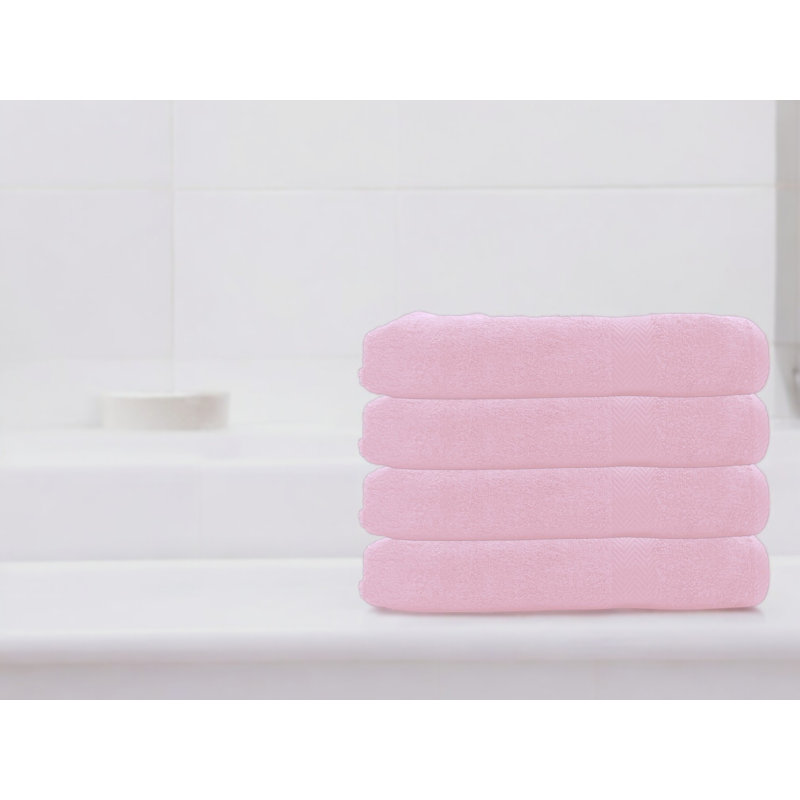 Summit 4 Piece Bath Towel Set, 100% Cotton, Pink