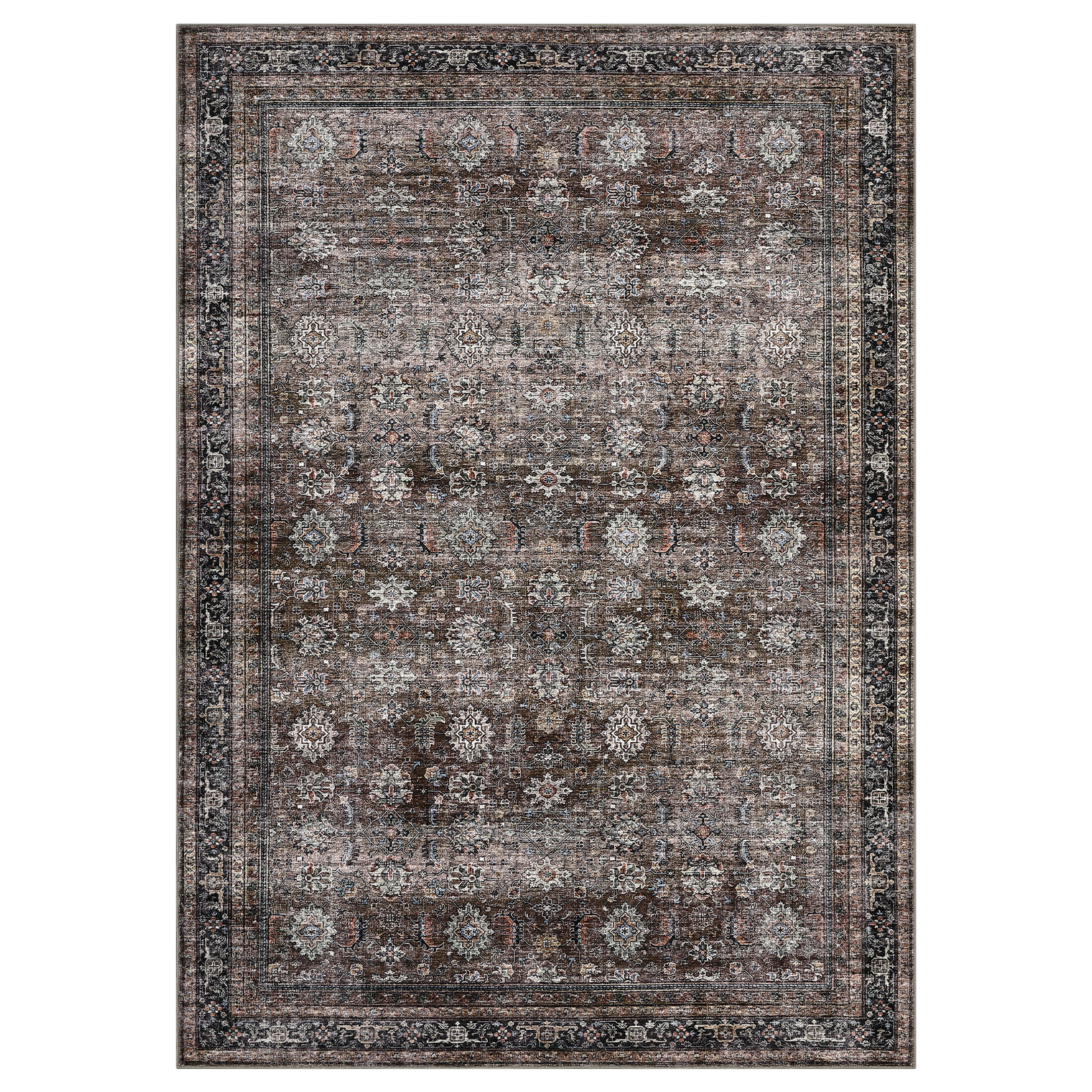 Machine Washable Rug with Rubber Backing for Living Room Oriental Non-Slip Bedroom Rug Floral Faux Wool Runner Rugs for Hallway Kitchen Entryway Laundry
