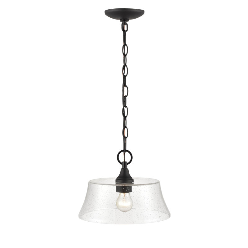Luminaire suspendu en forme de dôme à 1 lumière Parral, Noir mat