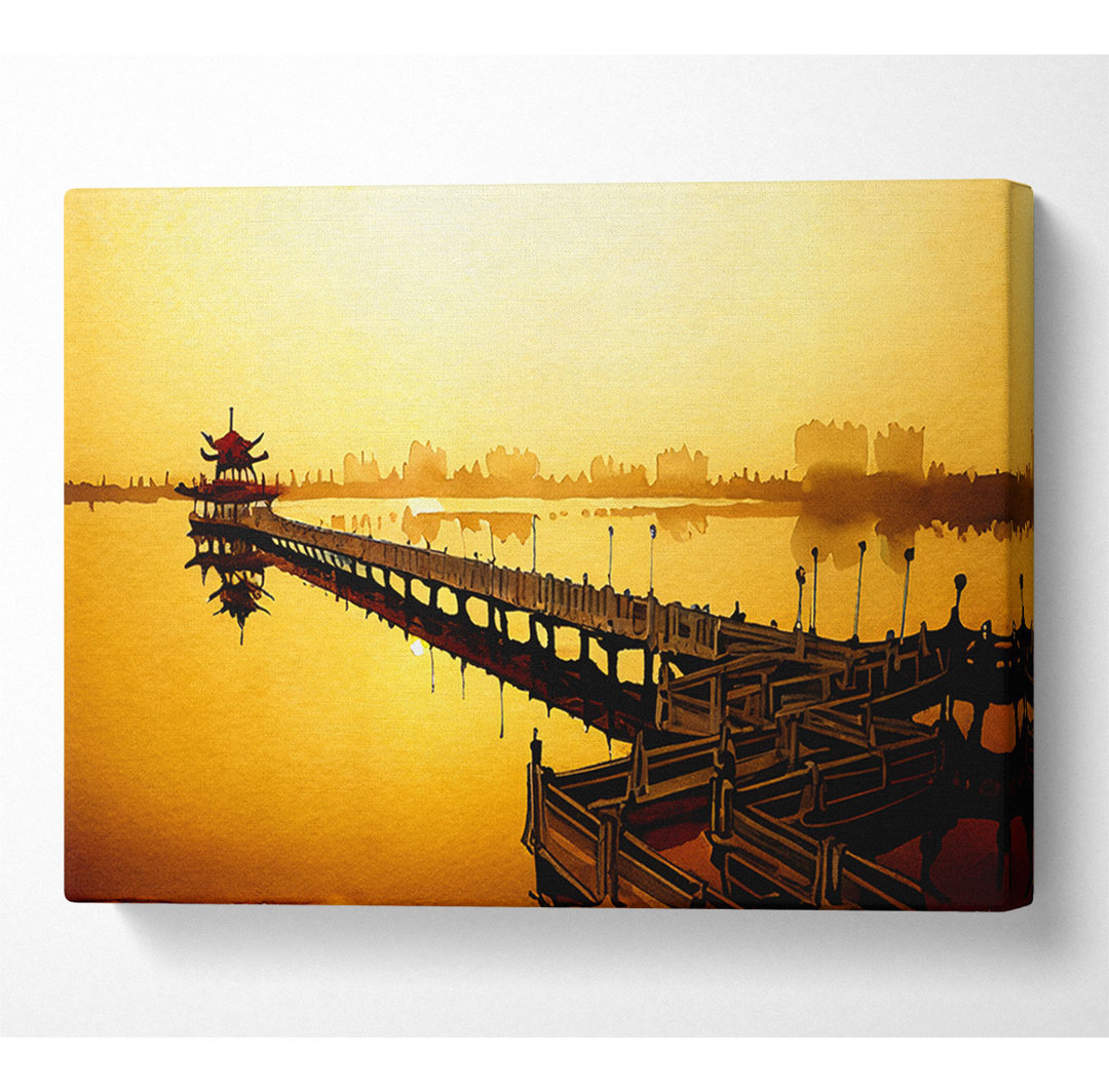 Tranquil Pier Walk Gelb - Kunstdrucke auf Leinwand