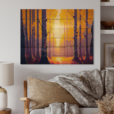 Golden Hour Birch Trees IV - Landscape Forest Wall Decor