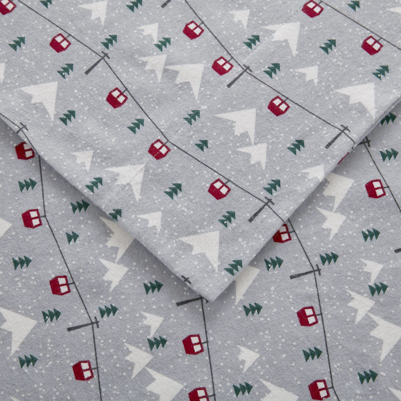 Ensemble de 3 draps de lit gris 100% flanelle de coton doux au toucher velours doux brossé des deux côtés, Multi-couleur