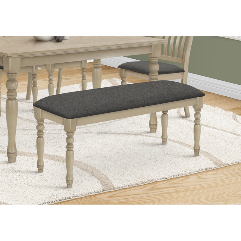 Bench, 48" Rectangular, Upholstered, Wood, Entryway, Dining Room, Kitchen, Fabric, Solid Wood, Transitional