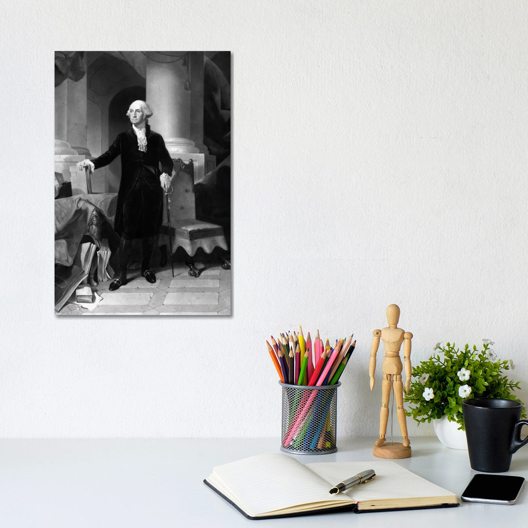 Vintage American History Print Of President George Washington - Wrapped Canvas Print