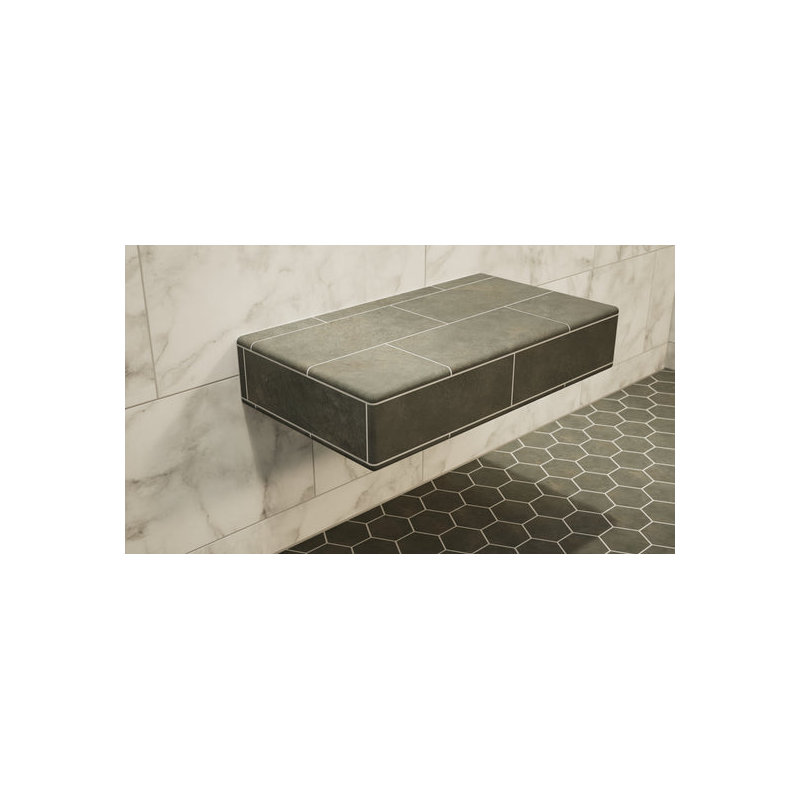 Floating Shower Bench Kit® with Concrete Mesh Board® - Original Shower Bench Bracket® (14x46"), 4" H x 46" W x 12" D