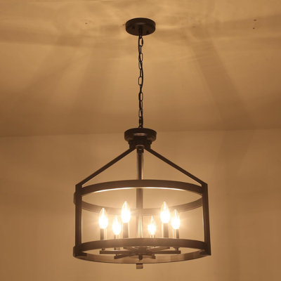 Large Farmhouse Chandelier With Modern Rustic Design, Convertible Pendant Lighting, Adjustable Height, Easy Installation, Ideal For Dining Room Kitchen Entryway