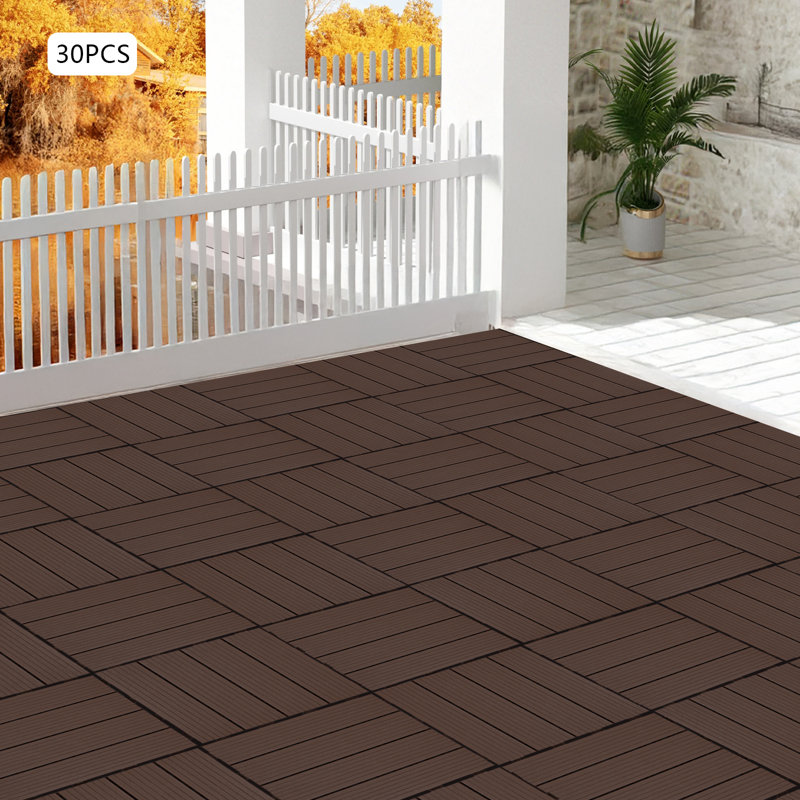 30 pièces de tuiles de plancher pour balcon / cour arrière, Espresso