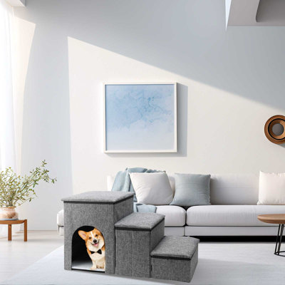3-Step Pet Dog Stair with Storage