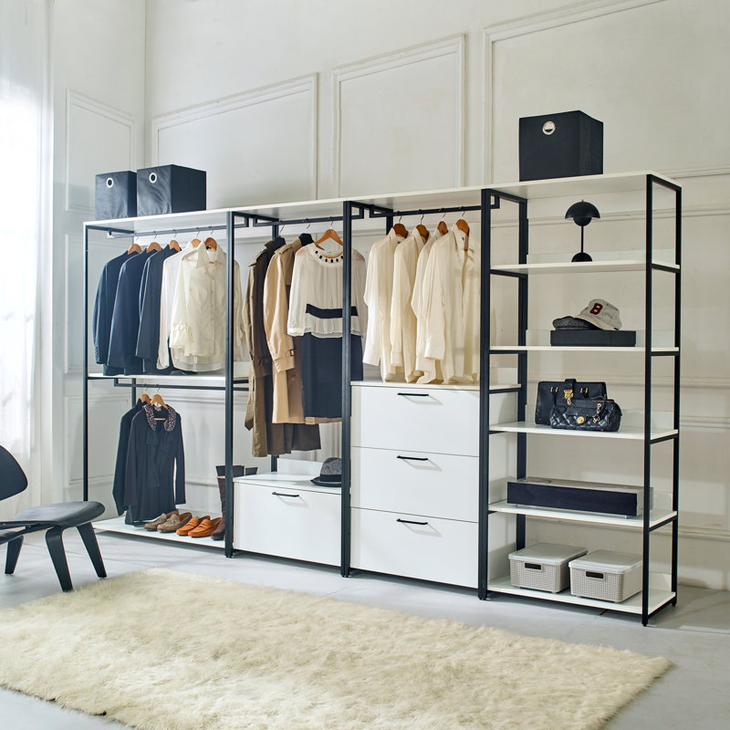 Système d'organisation en bois, H 77,7 po x l 47,2 po x P 17,3 po, Blanc