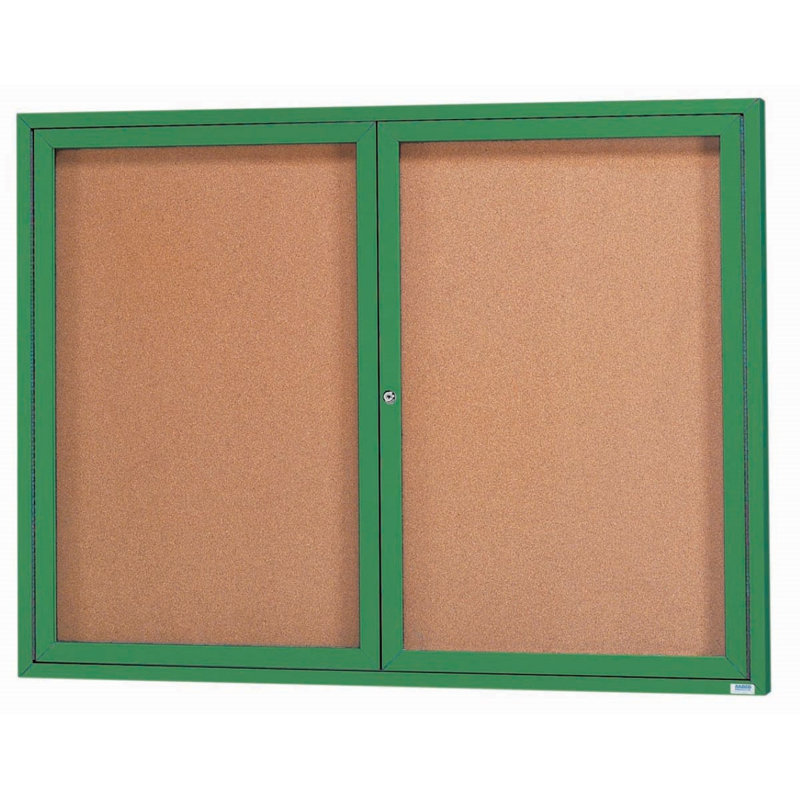 Panneau d'affichage mural fermé avec éclairage DEL, Vert, Deux, H 48 po x l 60 po