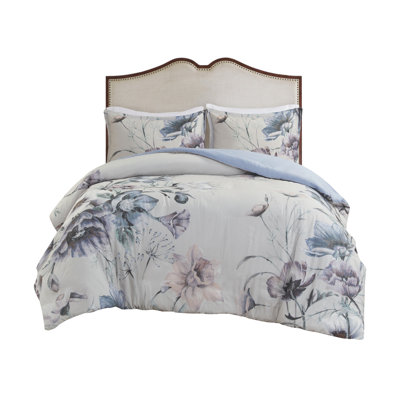 Cotton Duvet Cover - 3 Piece For Queen Bed With Lovely Floral Print Bedding Full/queen And Elegant Pattern